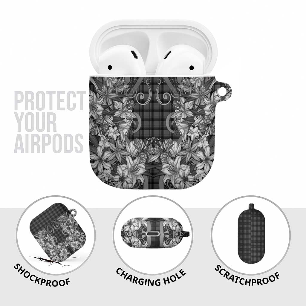 Hawaii Palaka AirPods Case Black Tribal Pattern With Tropical Flowers - Polynesian Pride