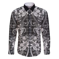 Hawaii Palaka Family Matching Tank Maxi Dress and Hawaiian Shirt Black Tribal Pattern With Tropical Flowers - Polynesian Pride