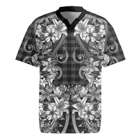 Hawaii Palaka Rugby Jersey Black Tribal Pattern With Tropical Flowers - Polynesian Pride