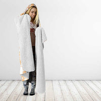 Hawaii Peach Palaka Hooded Blanket With Tapa Pattern Tropical Flowers - Polynesian Pride