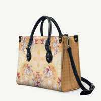 Hawaii Peach Palaka Leather Bag With Tapa Pattern Tropical Flowers - Polynesian Pride