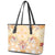 Hawaii Peach Palaka Leather Tote Bag With Tapa Pattern Tropical Flowers - Polynesian Pride