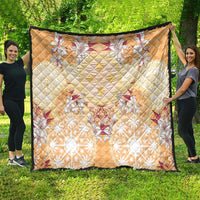 Hawaii Peach Palaka Quilt With Tapa Pattern Tropical Flowers - Polynesian Pride