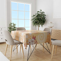 Hawaii Peach Palaka Tablecloth With Tapa Pattern Tropical Flowers - Polynesian Pride