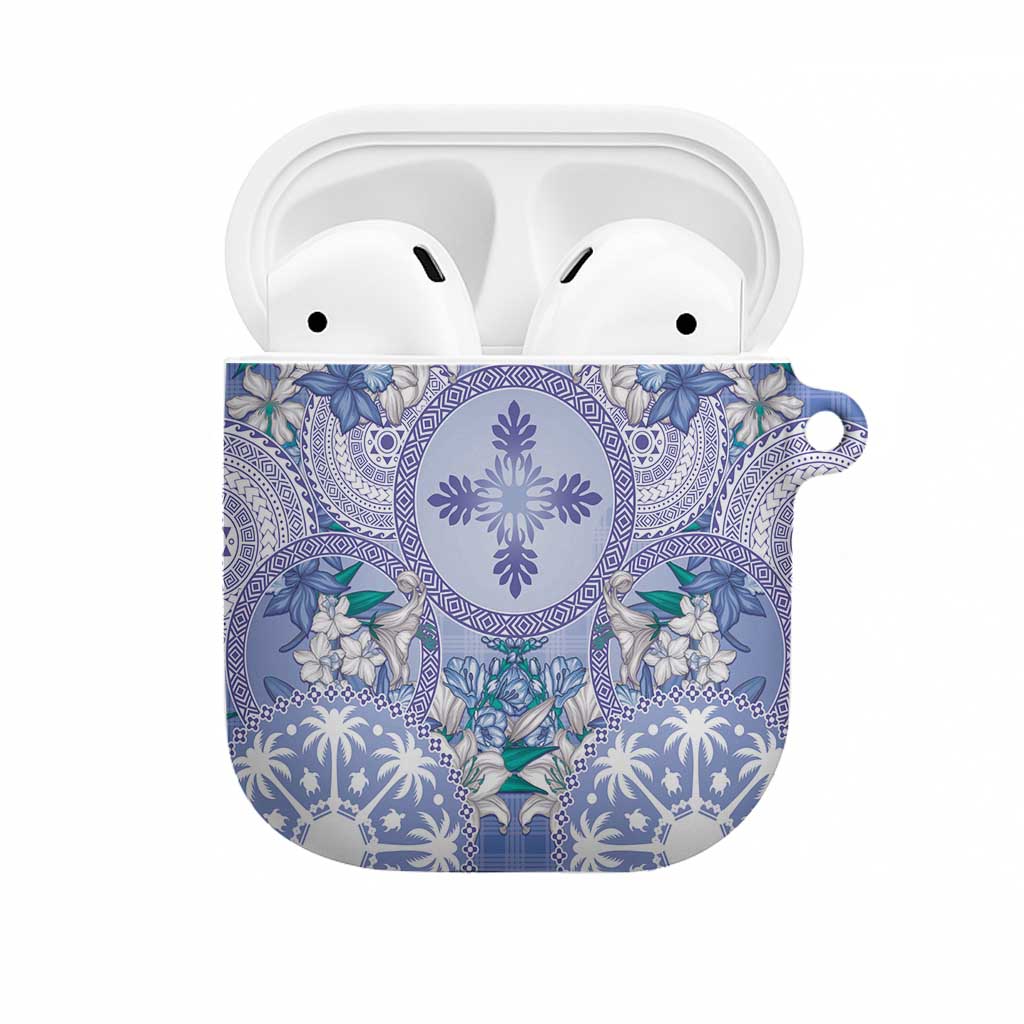 Hawaii Violet Palaka AirPods Case With Tapa Pattern Tropical Flowers - Polynesian Pride