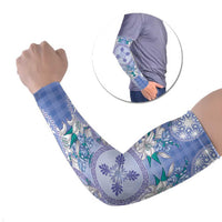 Hawaii Violet Palaka Arm Sleeves With Tapa Pattern Tropical Flowers - Polynesian Pride