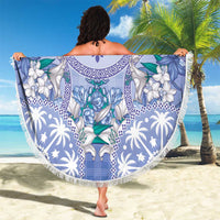 Hawaii Violet Palaka Beach Blanket With Tapa Pattern Tropical Flowers - Polynesian Pride