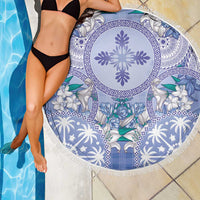 Hawaii Violet Palaka Beach Blanket With Tapa Pattern Tropical Flowers - Polynesian Pride