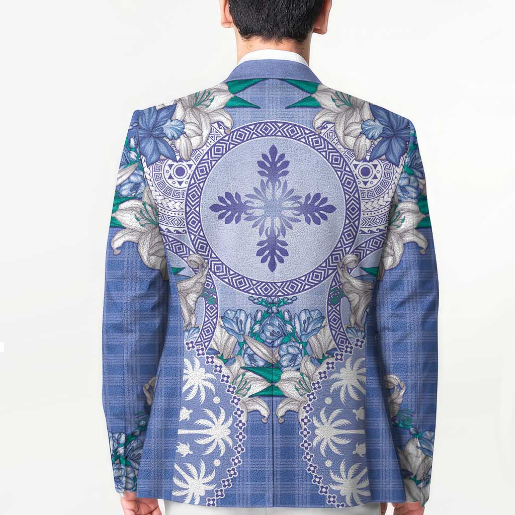 Hawaii Violet Palaka Blazer With Tapa Pattern Tropical Flowers - Polynesian Pride