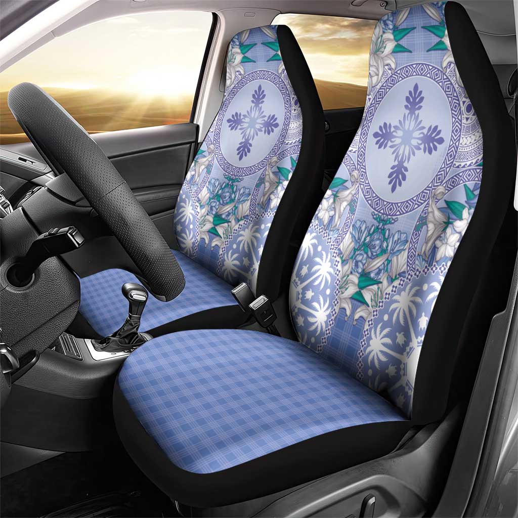 Hawaii Violet Palaka Car Seat Cover With Tapa Pattern Tropical Flowers - Polynesian Pride