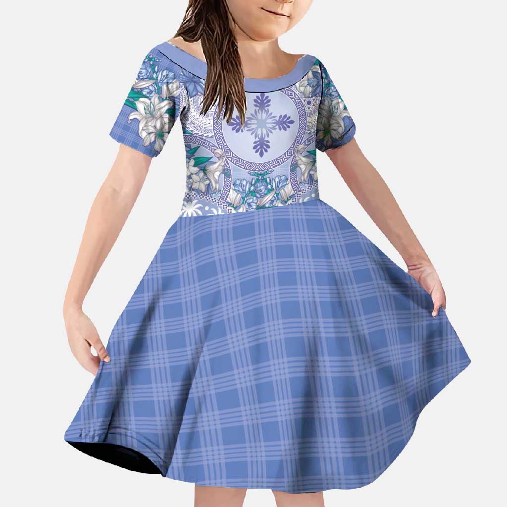 Hawaii Violet Palaka Family Matching Mermaid Dress and Hawaiian Shirt With Tapa Pattern Tropical Flowers - Polynesian Pride