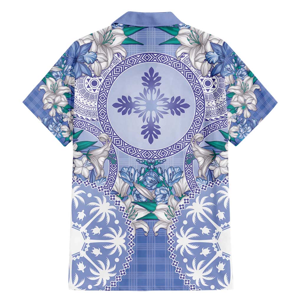Hawaii Violet Palaka Family Matching Puletasi and Hawaiian Shirt With Tapa Pattern Tropical Flowers - Polynesian Pride