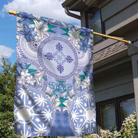Hawaii Violet Palaka Garden Flag With Tapa Pattern Tropical Flowers - Polynesian Pride