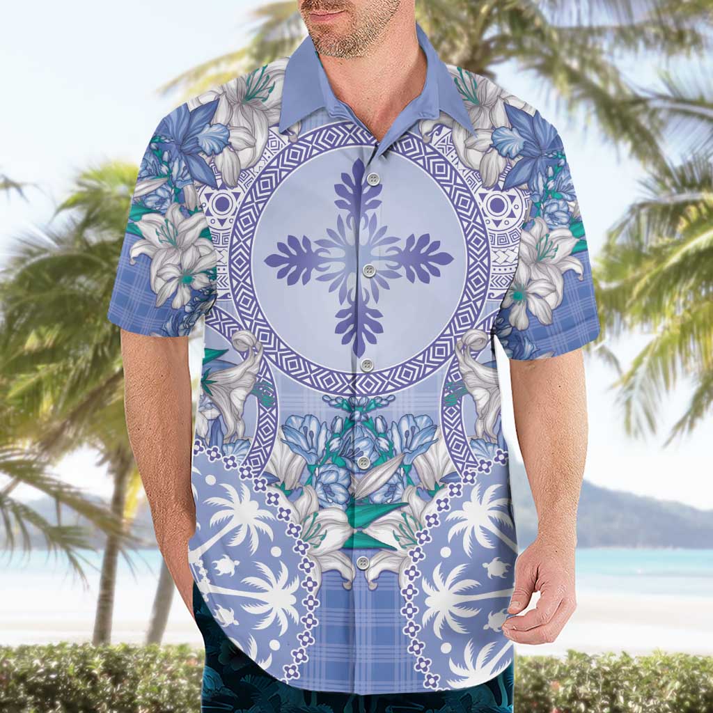 Hawaii Violet Palaka Hawaiian Shirt With Tapa Pattern Tropical Flowers - Polynesian Pride