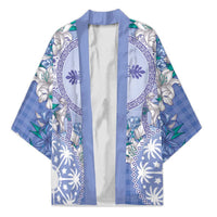 Hawaii Violet Palaka Kimono With Tapa Pattern Tropical Flowers - Polynesian Pride