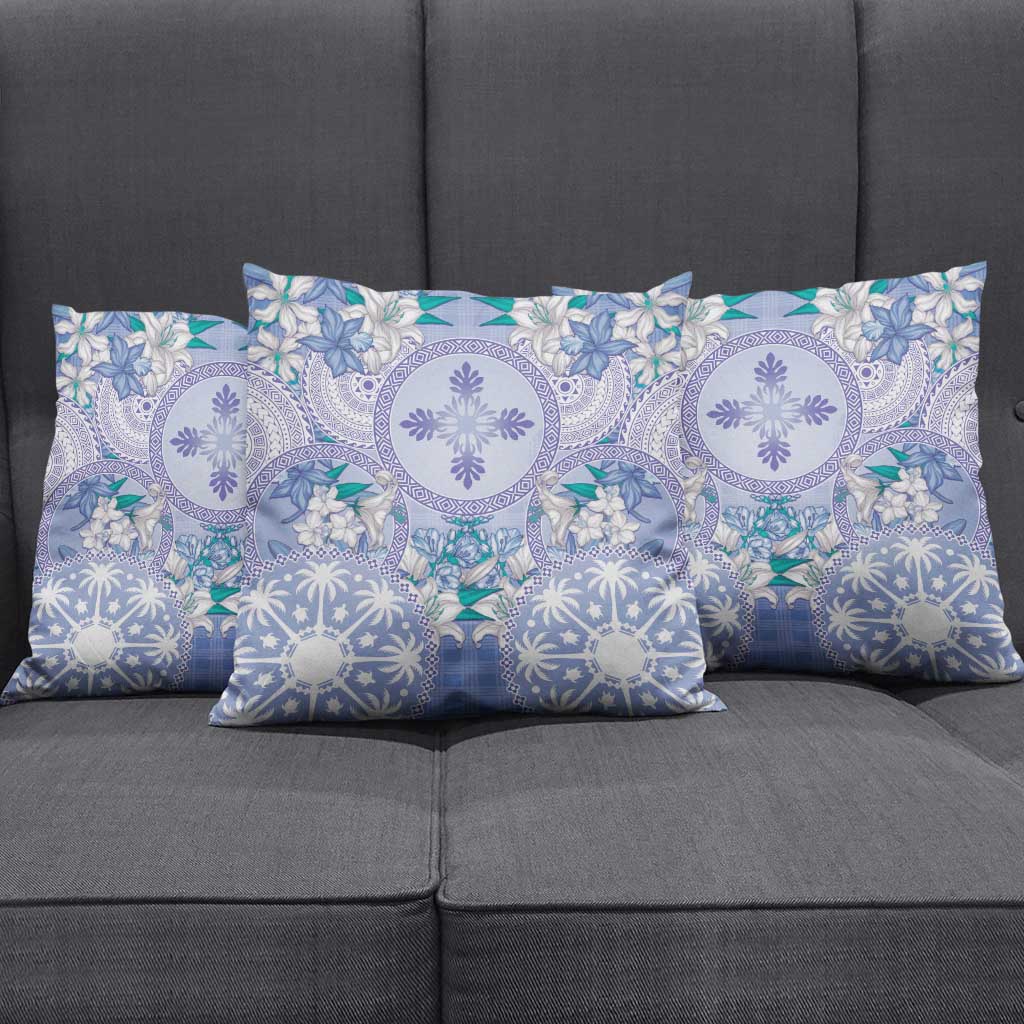 Hawaii Violet Palaka Pillow Cover With Tapa Pattern Tropical Flowers - Polynesian Pride