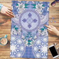 Hawaii Violet Palaka Puzzle With Tapa Pattern Tropical Flowers - Polynesian Pride