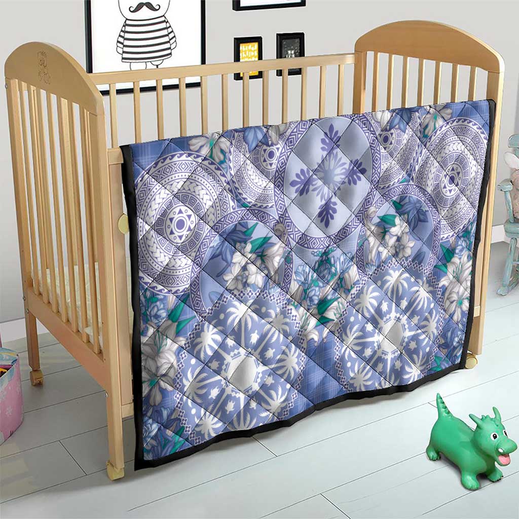 Hawaii Violet Palaka Quilt With Tapa Pattern Tropical Flowers - Polynesian Pride