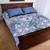 Hawaii Violet Palaka Quilt Bed Set With Tapa Pattern Tropical Flowers - Polynesian Pride