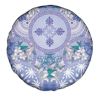 Hawaii Violet Palaka Spare Tire Cover With Tapa Pattern Tropical Flowers - Polynesian Pride