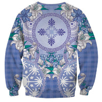 Hawaii Violet Palaka Sweatshirt With Tapa Pattern Tropical Flowers - Polynesian Pride