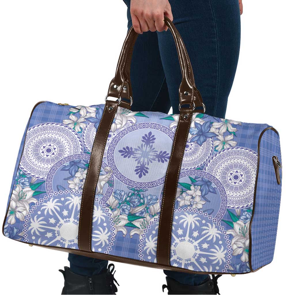 Hawaii Violet Palaka Travel Bag With Tapa Pattern Tropical Flowers - Polynesian Pride