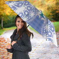 Hawaii Violet Palaka Umbrella With Tapa Pattern Tropical Flowers - Polynesian Pride