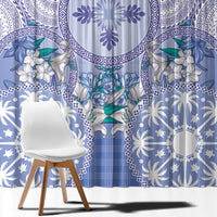 Hawaii Violet Palaka Window Curtain With Tapa Pattern Tropical Flowers - Polynesian Pride