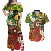 Vanuatu Christmas Couples Matching Off Shoulder Maxi Dress and Hawaiian Shirt Ni-Van Santa Retro Style - Polynesian Pride