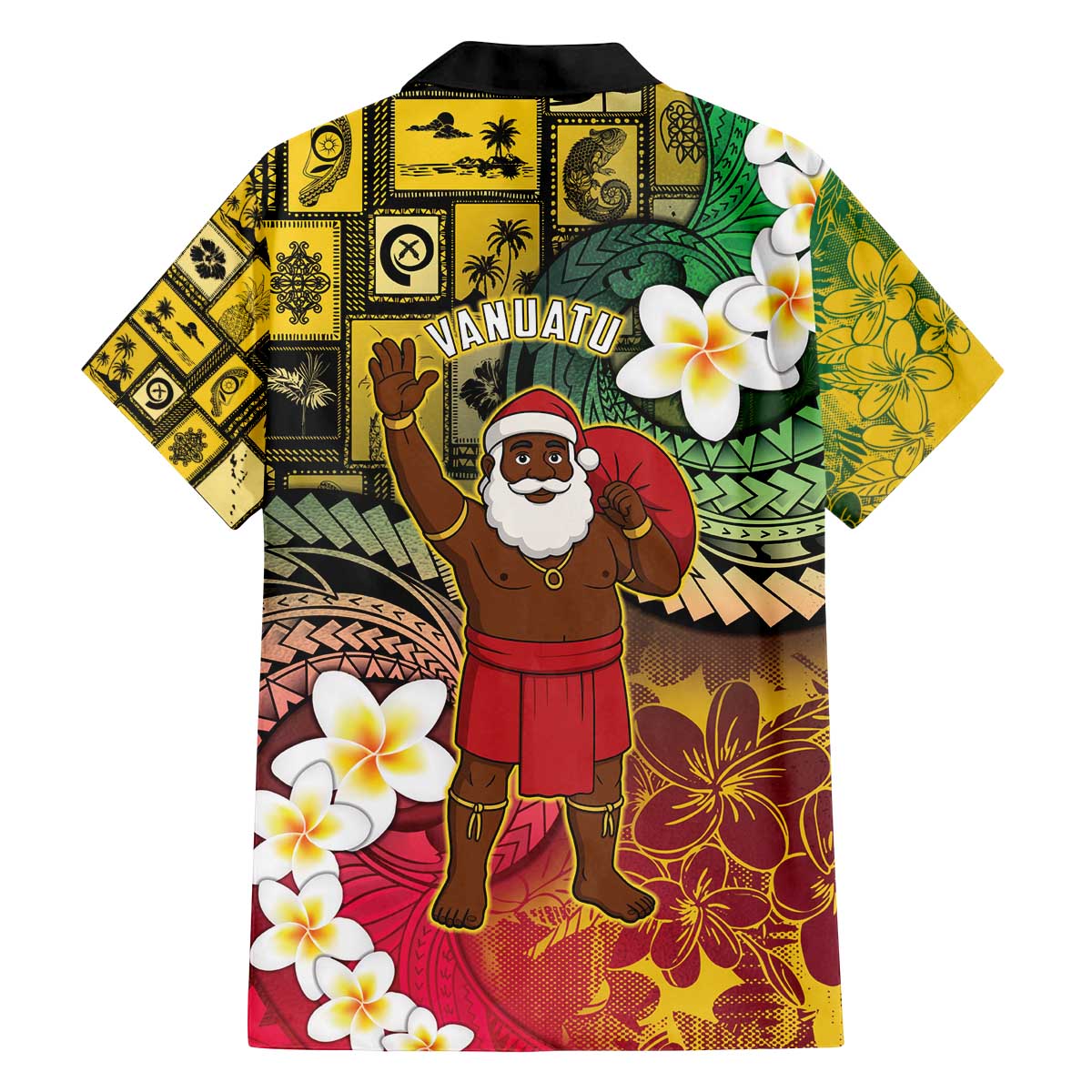 Vanuatu Christmas Family Matching Off The Shoulder Long Sleeve Dress and Hawaiian Shirt Ni-Van Santa Retro Style - Polynesian Pride