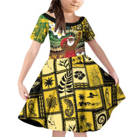 Vanuatu Christmas Family Matching Off Shoulder Short Dress and Hawaiian Shirt Ni-Van Santa Retro Style - Polynesian Pride