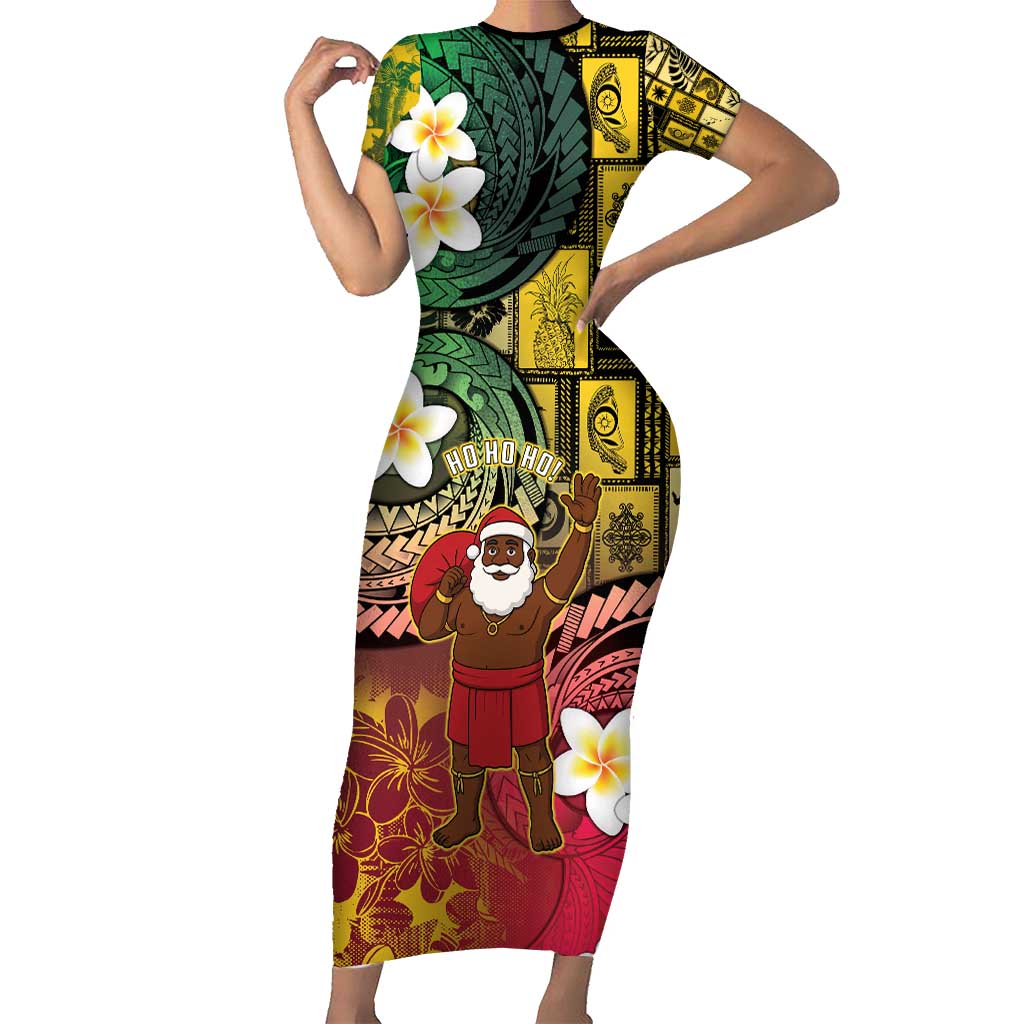 Vanuatu Christmas Family Matching Short Sleeve Bodycon Dress and Hawaiian Shirt Ni-Van Santa Retro Style - Polynesian Pride