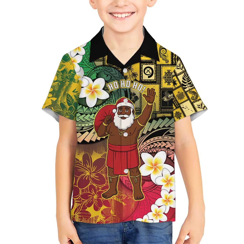 Vanuatu Christmas Family Matching Short Sleeve Bodycon Dress and Hawaiian Shirt Ni-Van Santa Retro Style - Polynesian Pride