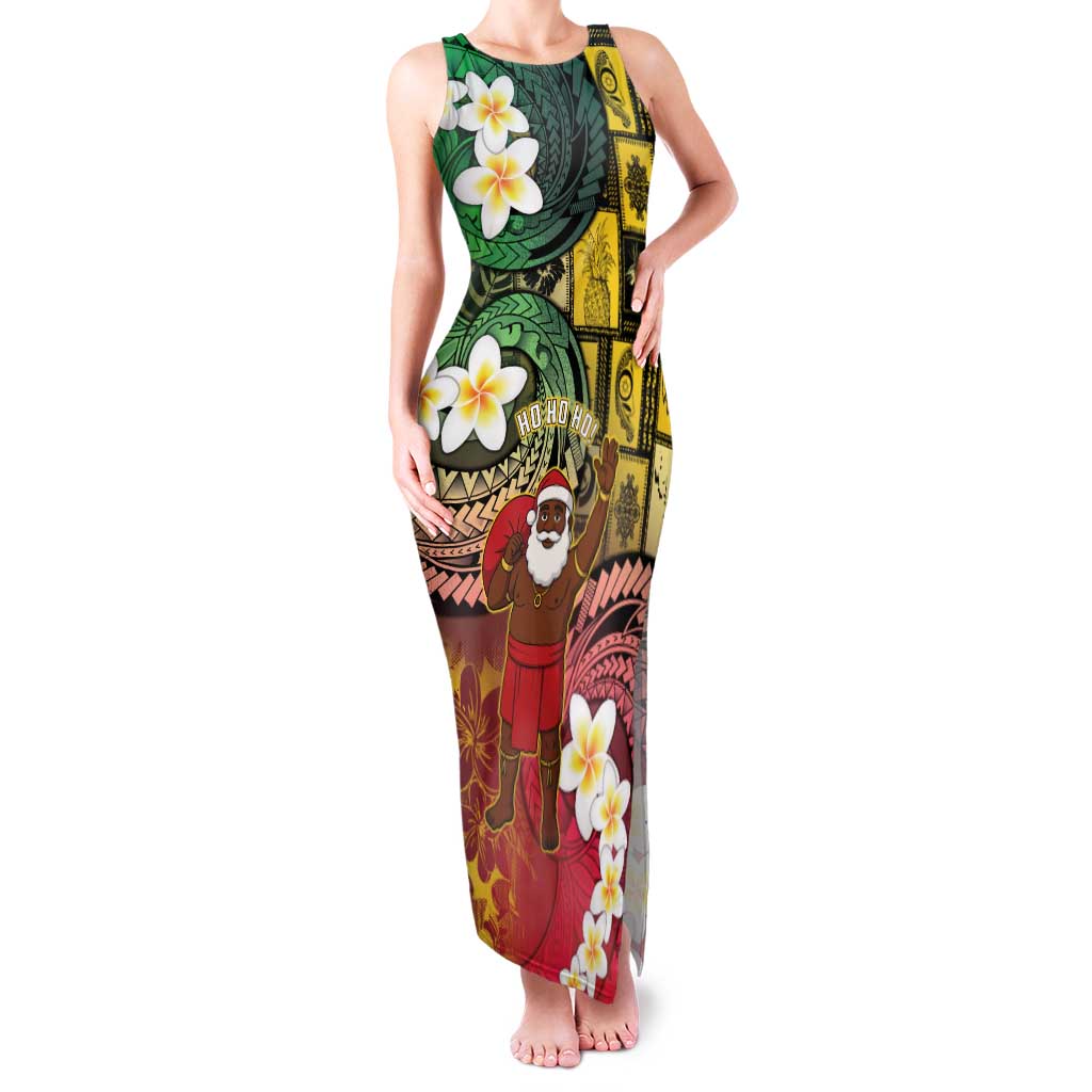 Vanuatu Christmas Family Matching Tank Maxi Dress and Hawaiian Shirt Ni-Van Santa Retro Style - Polynesian Pride