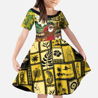 Vanuatu Christmas Kid Short Sleeve Dress Ni-Van Santa Retro Style - Polynesian Pride