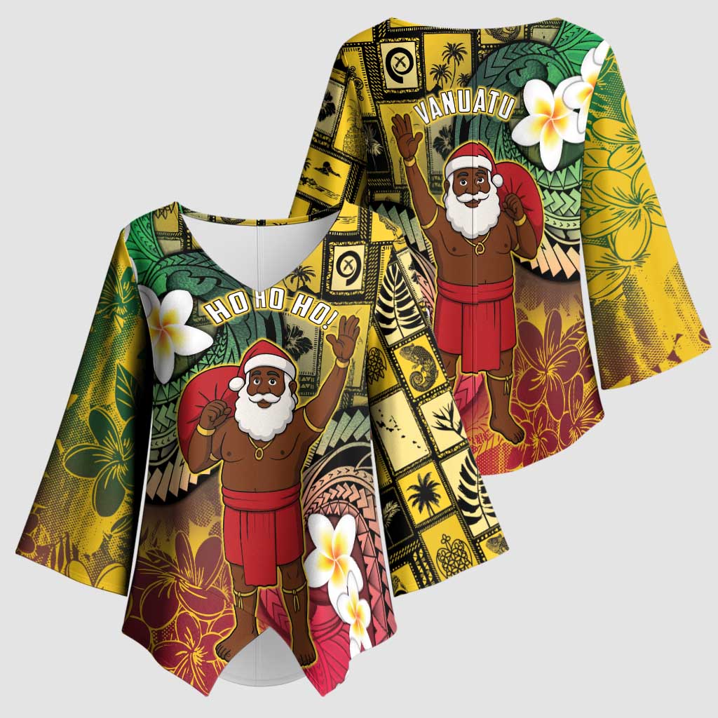 Vanuatu Christmas Kimono Sleeve Blouse Ni-Van Santa Retro Style - Polynesian Pride
