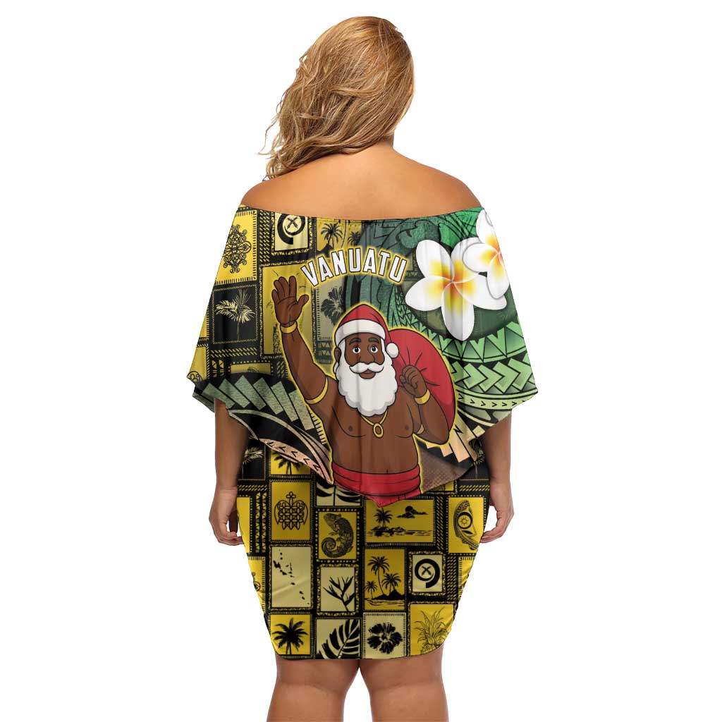 Vanuatu Christmas Off Shoulder Short Dress Ni-Van Santa Retro Style - Polynesian Pride