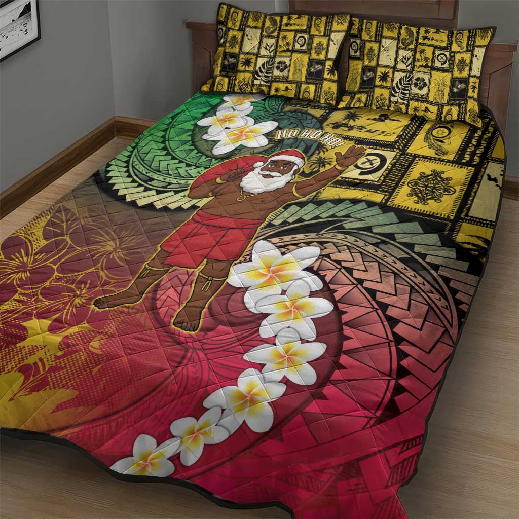 Vanuatu Christmas Quilt Bed Set Ni-Van Santa Retro Style - Polynesian Pride
