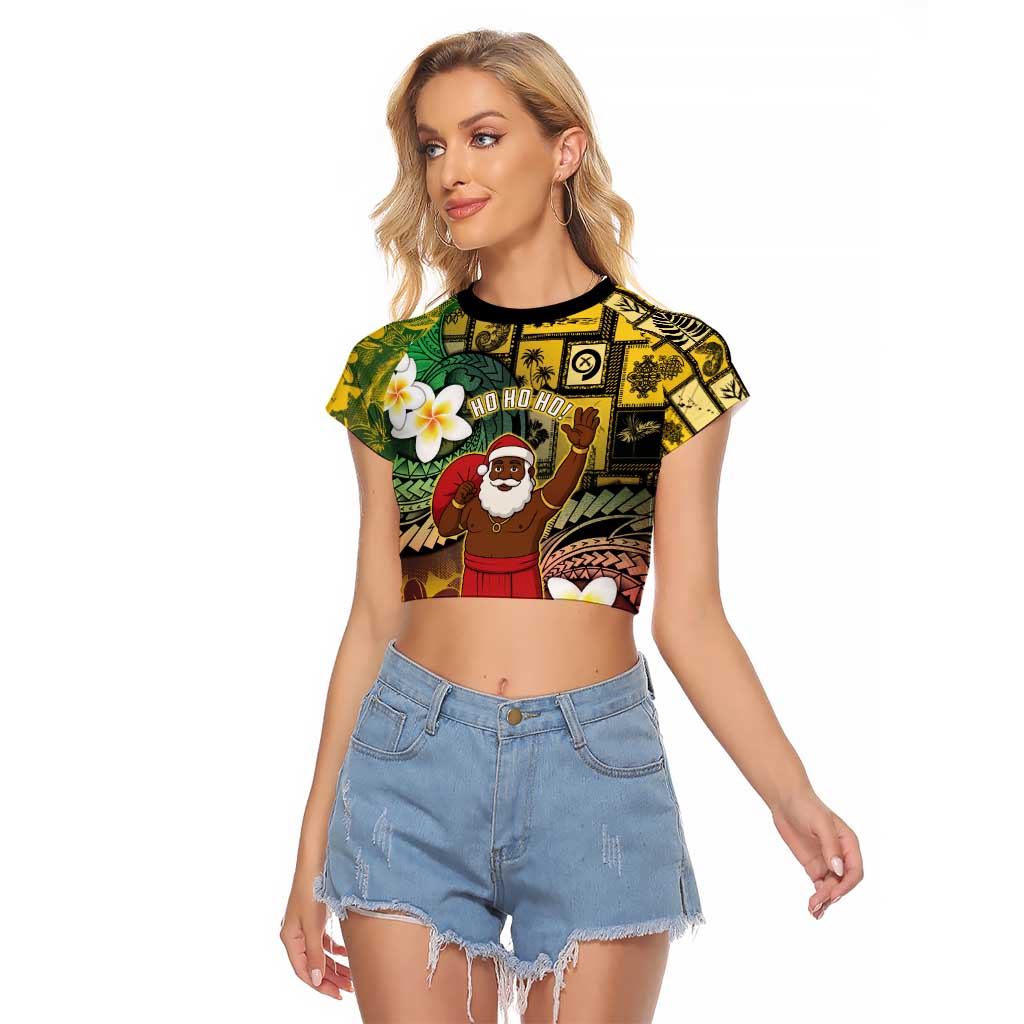 Vanuatu Christmas Raglan Cropped T Shirt Ni-Van Santa Retro Style - Polynesian Pride