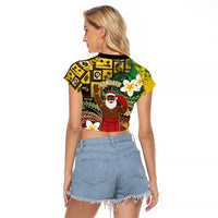 Vanuatu Christmas Raglan Cropped T Shirt Ni-Van Santa Retro Style - Polynesian Pride