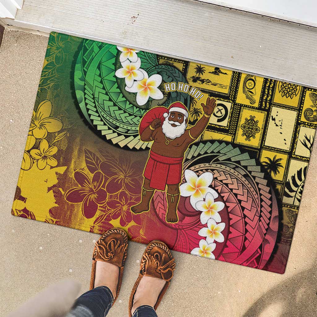 Vanuatu Christmas Rubber Doormat Ni-Van Santa Retro Style - Polynesian Pride