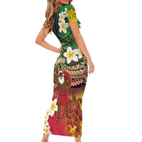Vanuatu Christmas Short Sleeve Bodycon Dress Ni-Van Santa Retro Style - Polynesian Pride
