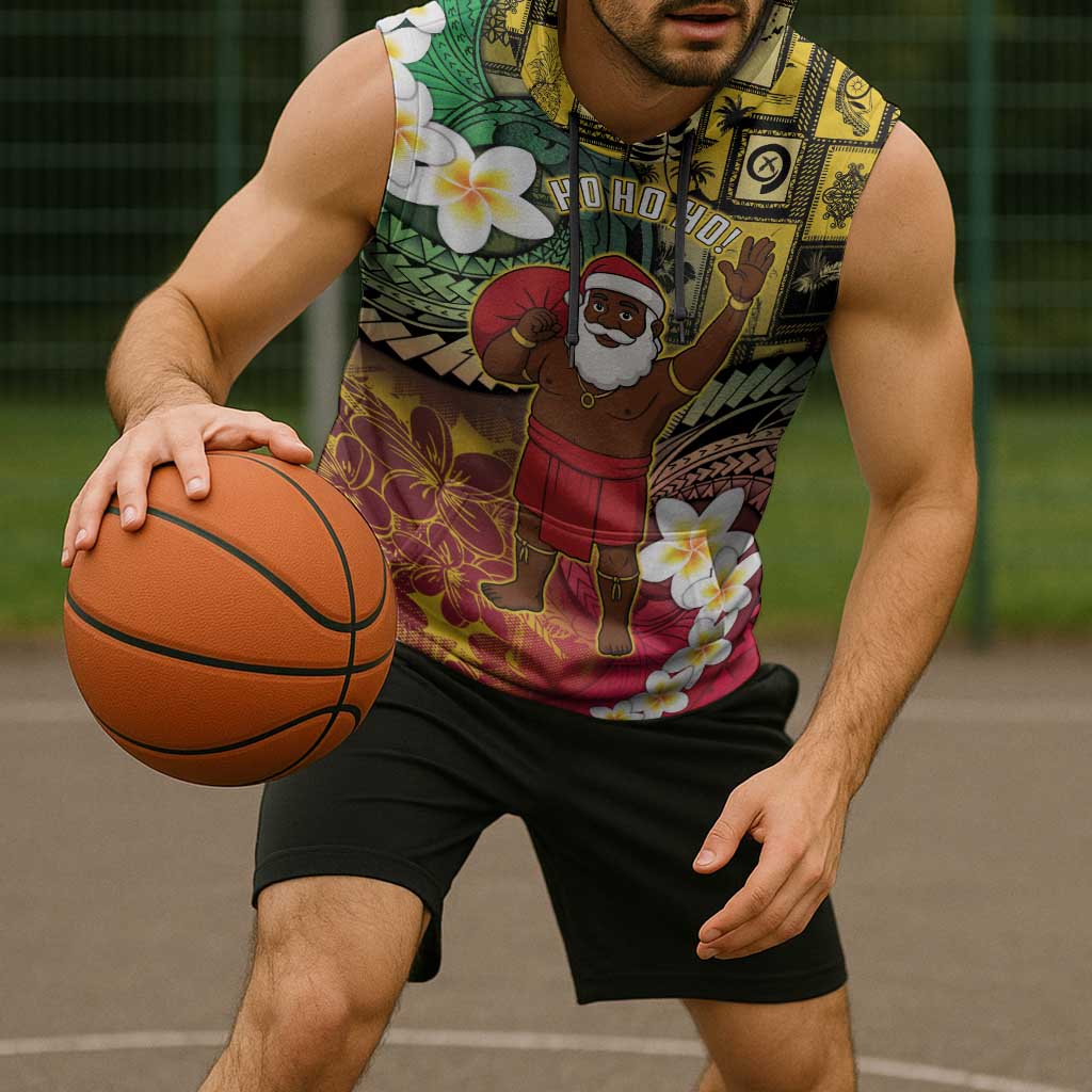 Vanuatu Christmas Sleeveless Hoodie Ni-Van Santa Retro Style - Polynesian Pride