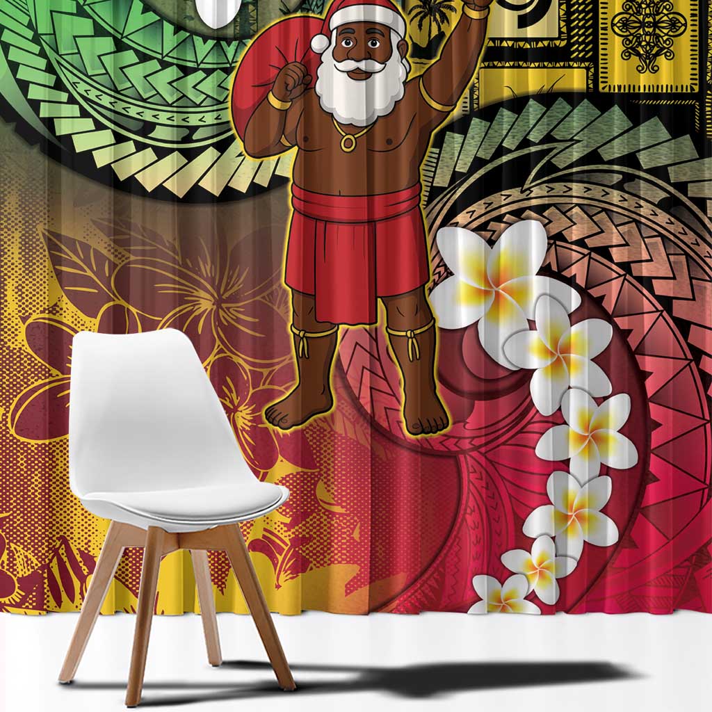 Vanuatu Christmas Window Curtain Ni-Van Santa Retro Style - Polynesian Pride