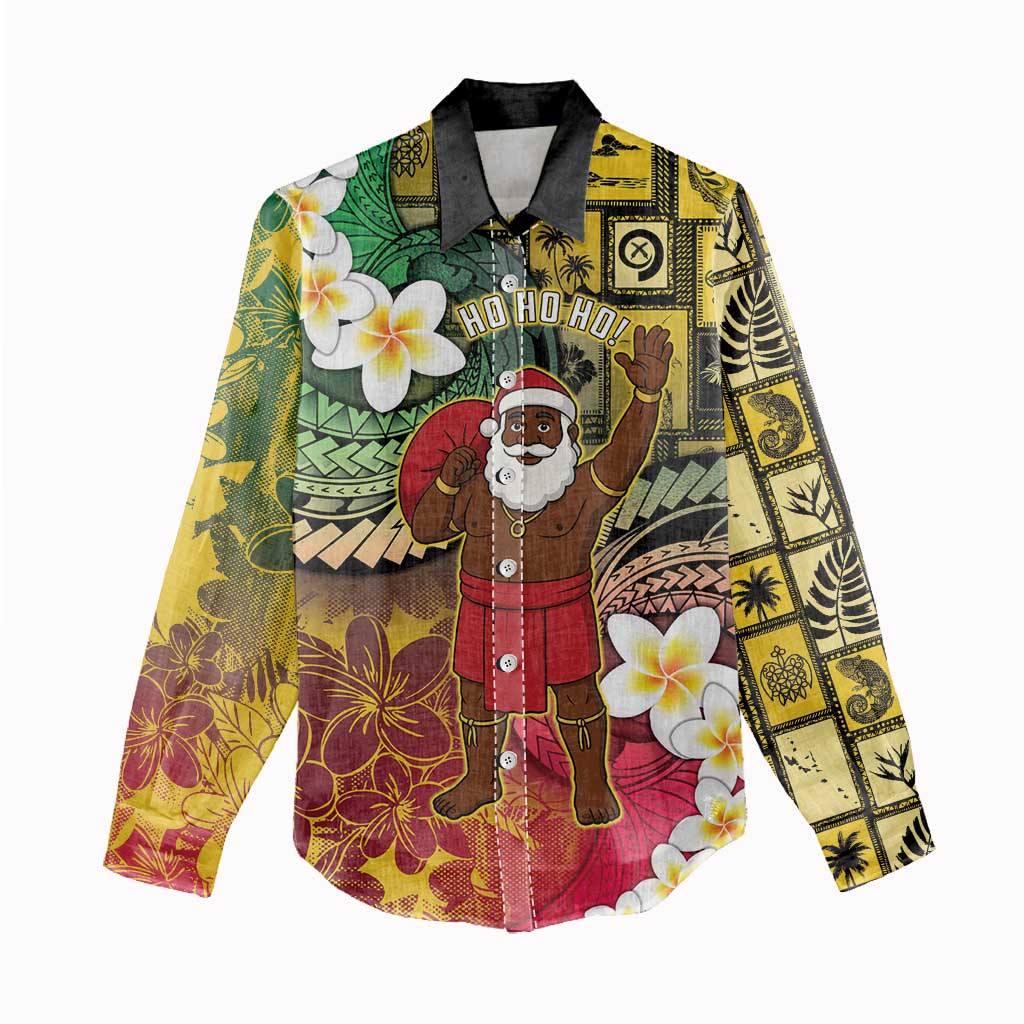 Vanuatu Christmas Women Casual Shirt Ni-Van Santa Retro Style - Polynesian Pride