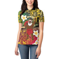 Vanuatu Christmas Women Polo Shirt Ni-Van Santa Retro Style - Polynesian Pride