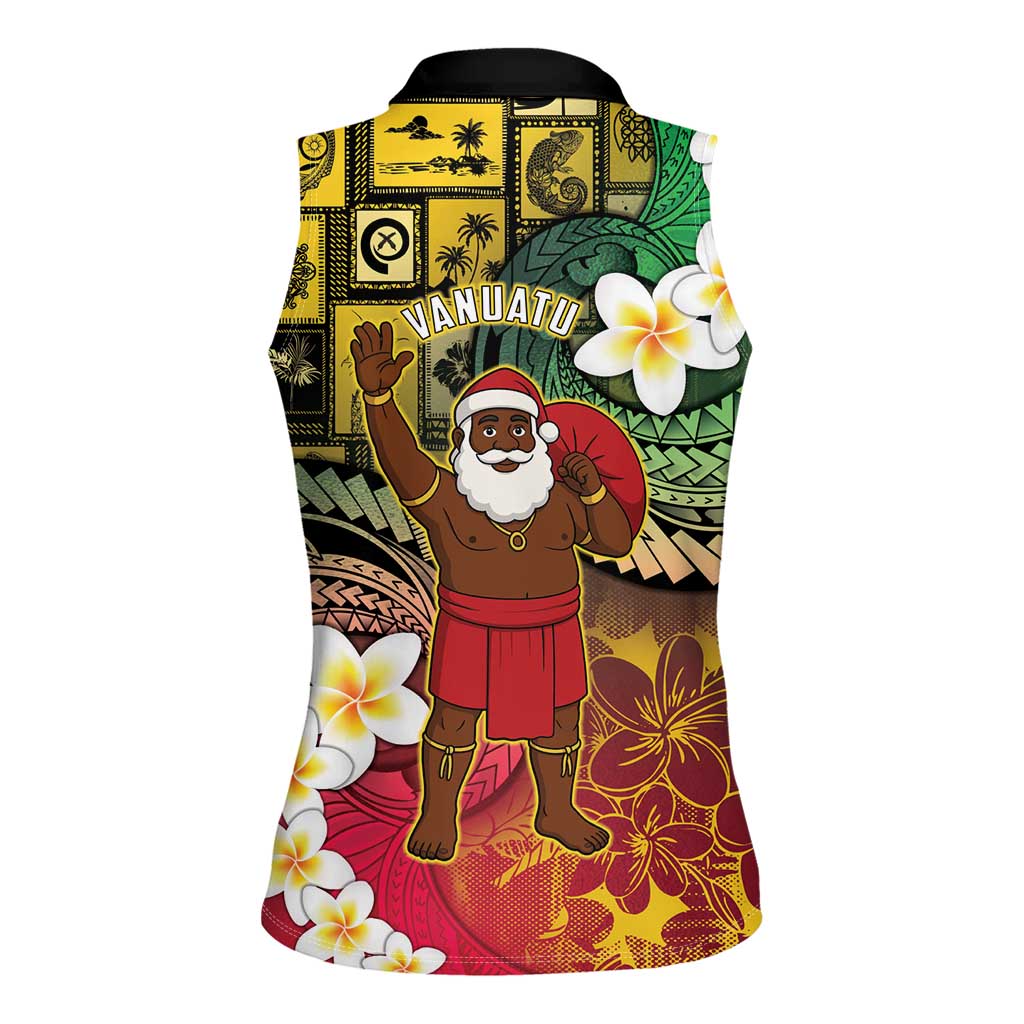 Vanuatu Christmas Women Sleeveless Polo Shirt Ni-Van Santa Retro Style - Polynesian Pride