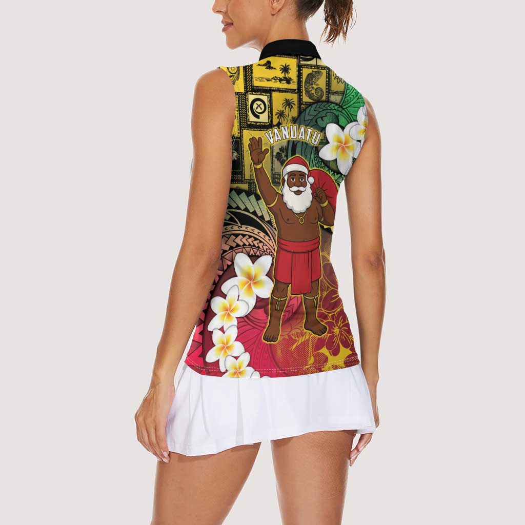 Vanuatu Christmas Women Sleeveless Polo Shirt Ni-Van Santa Retro Style - Polynesian Pride