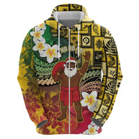 Vanuatu Christmas Zip Hoodie Ni-Van Santa Retro Style - Polynesian Pride