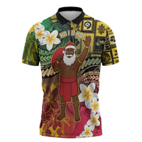 Vanuatu Christmas Zipper Polo Shirt Ni-Van Santa Retro Style - Polynesian Pride